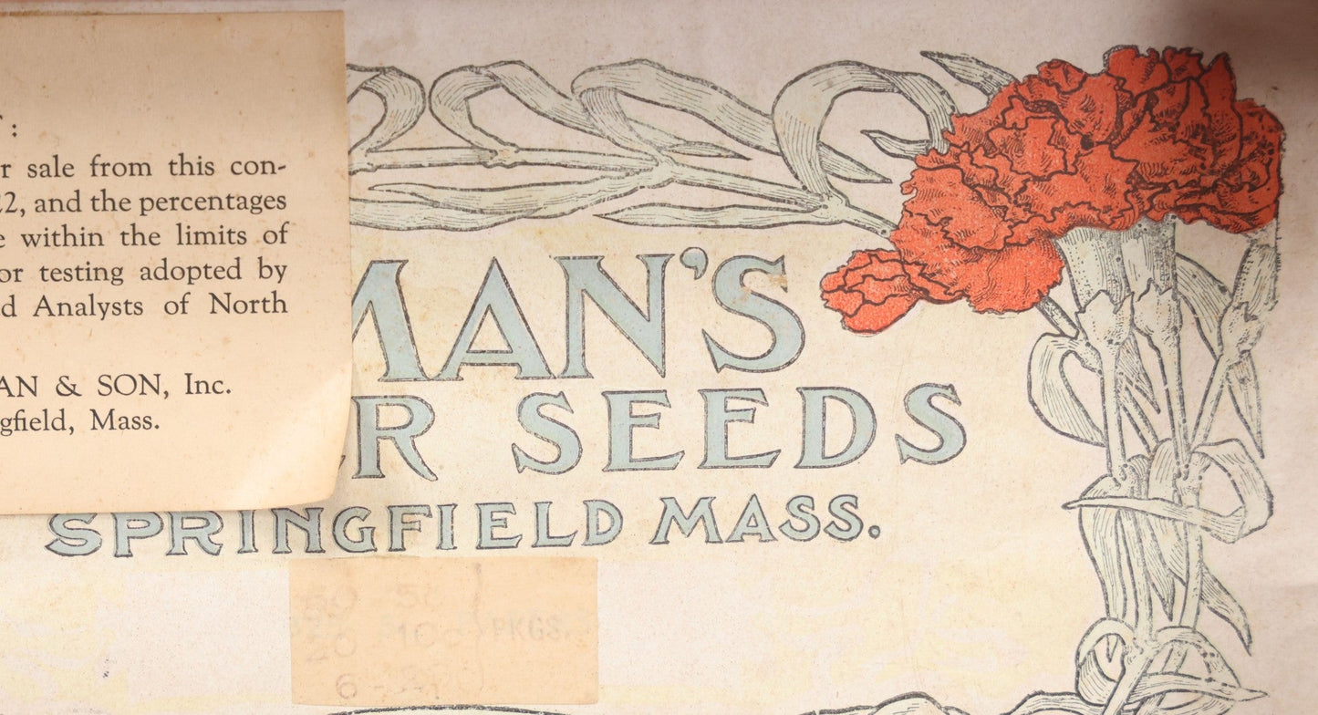 Lot 080 - Antique Finger Jointed Wooden Seed Store Display Box From E.M Lyman & Son, Inc, Lyman's Seeds, Springfield, Massachusetts, Circa 1922