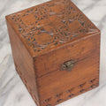 Lot 081 - Vintage Folk Art Tramp Art Style Carved Finger Jointed Wooden Cigar Box With Geometric Design, Nueva Epoca Cigars, Factory No. 35, 3rd District, New York City