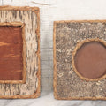 Lot 087 - Pair Of Vintage Folk Art Birch Bark Frames, One Marked Franconia Notch New Hampshire, 5" x 7" And 6" x 6" Sizes, One Missing Glass