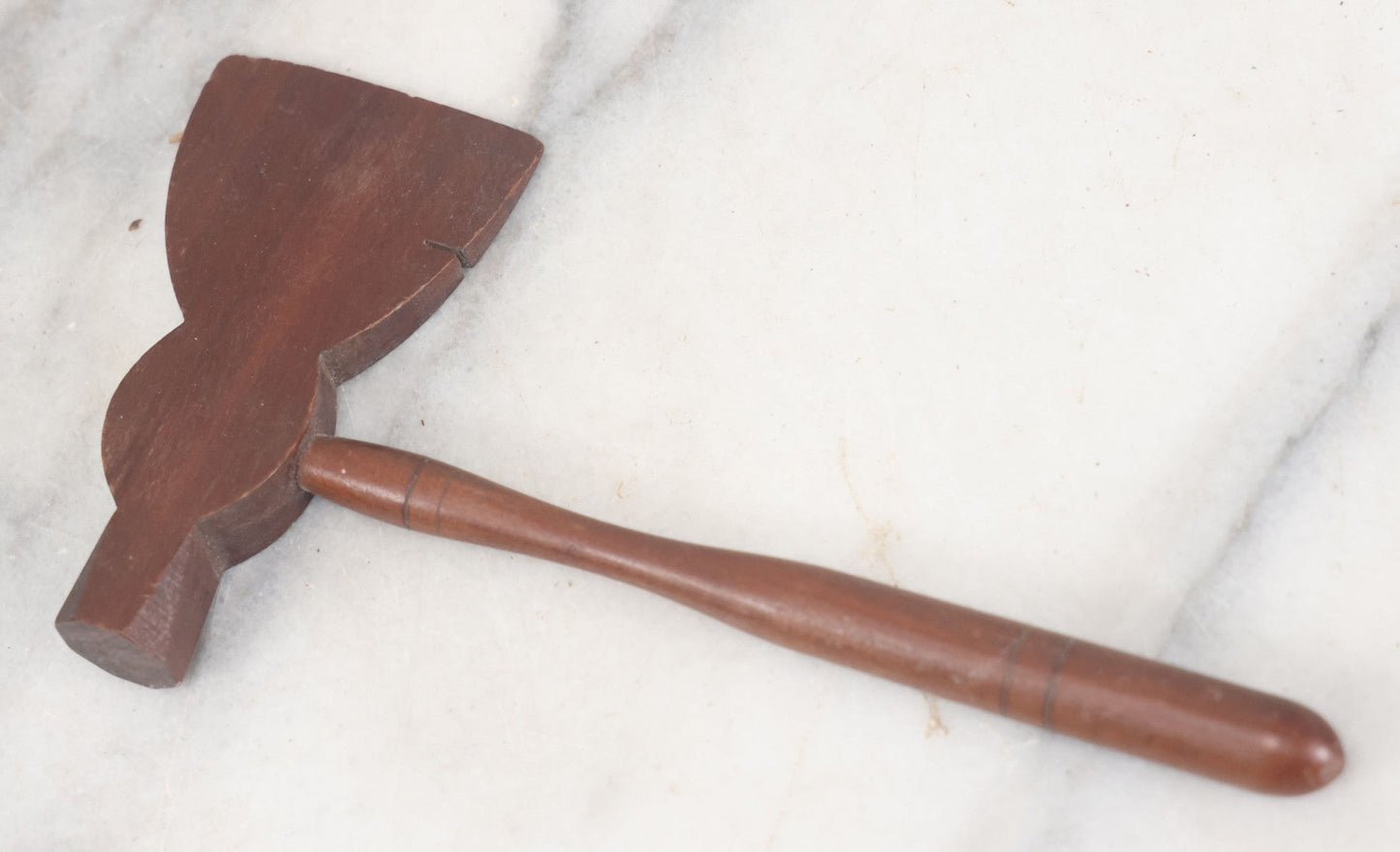 Lot 088 - Vintage Folk Art Hand Carved Miniature Wooden Axe, 7" Overall Length