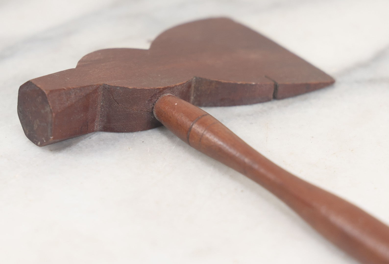 Lot 088 - Vintage Folk Art Hand Carved Miniature Wooden Axe, 7" Overall Length