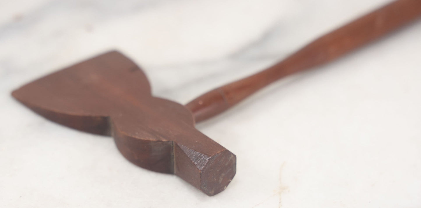 Lot 088 - Vintage Folk Art Hand Carved Miniature Wooden Axe, 7" Overall Length
