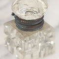 Lot 100 - Antique Cut Glass Inkwell With Square Base, Hinged Lid, Note Wear, Various Chipping