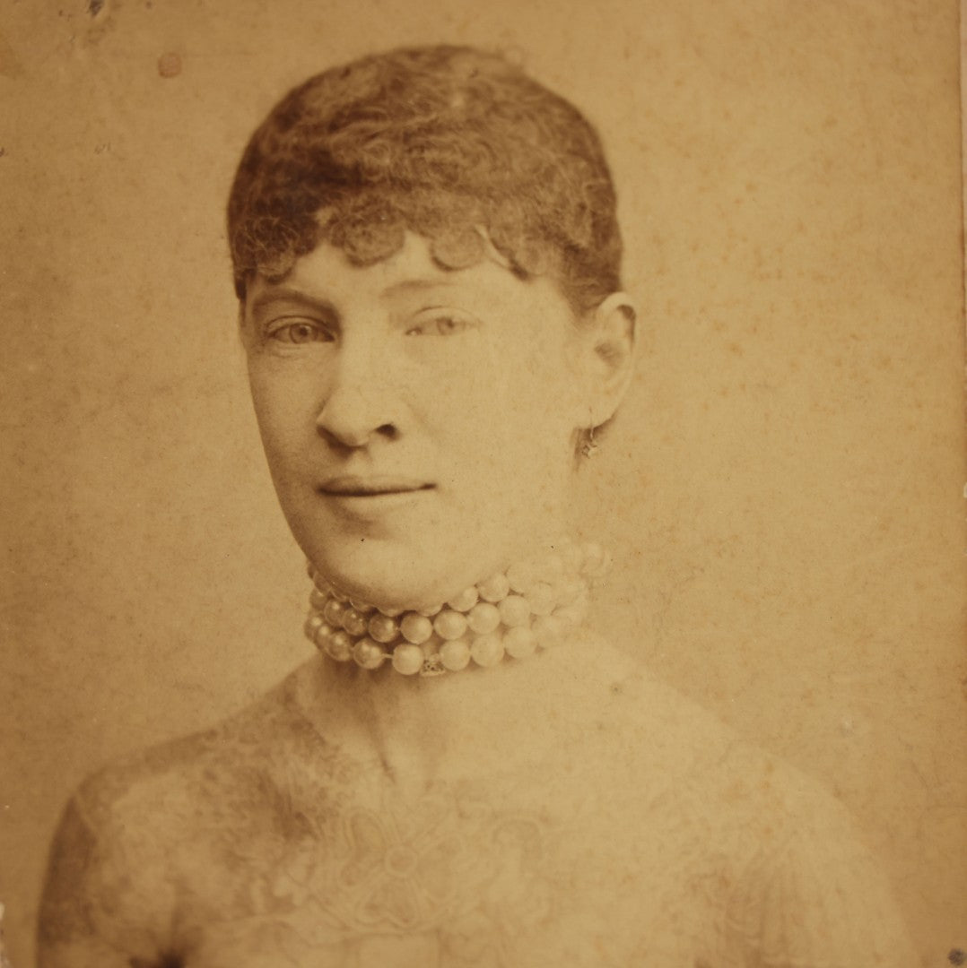 Lot 001 - Antique Cabinet Card Photo Of Tattooed Lady Anna Grace, In Ornate Frame, Baker Photographer, Tattooed By Edwin Thomas, 16-3/4" x 18-7/8"
