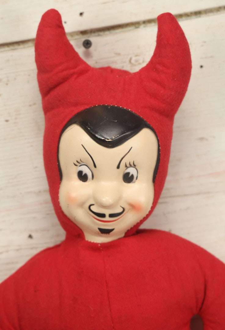 Lot 002 - Vintage Samet & Wells Plush Devil Stuffed Toy With Plastic Face