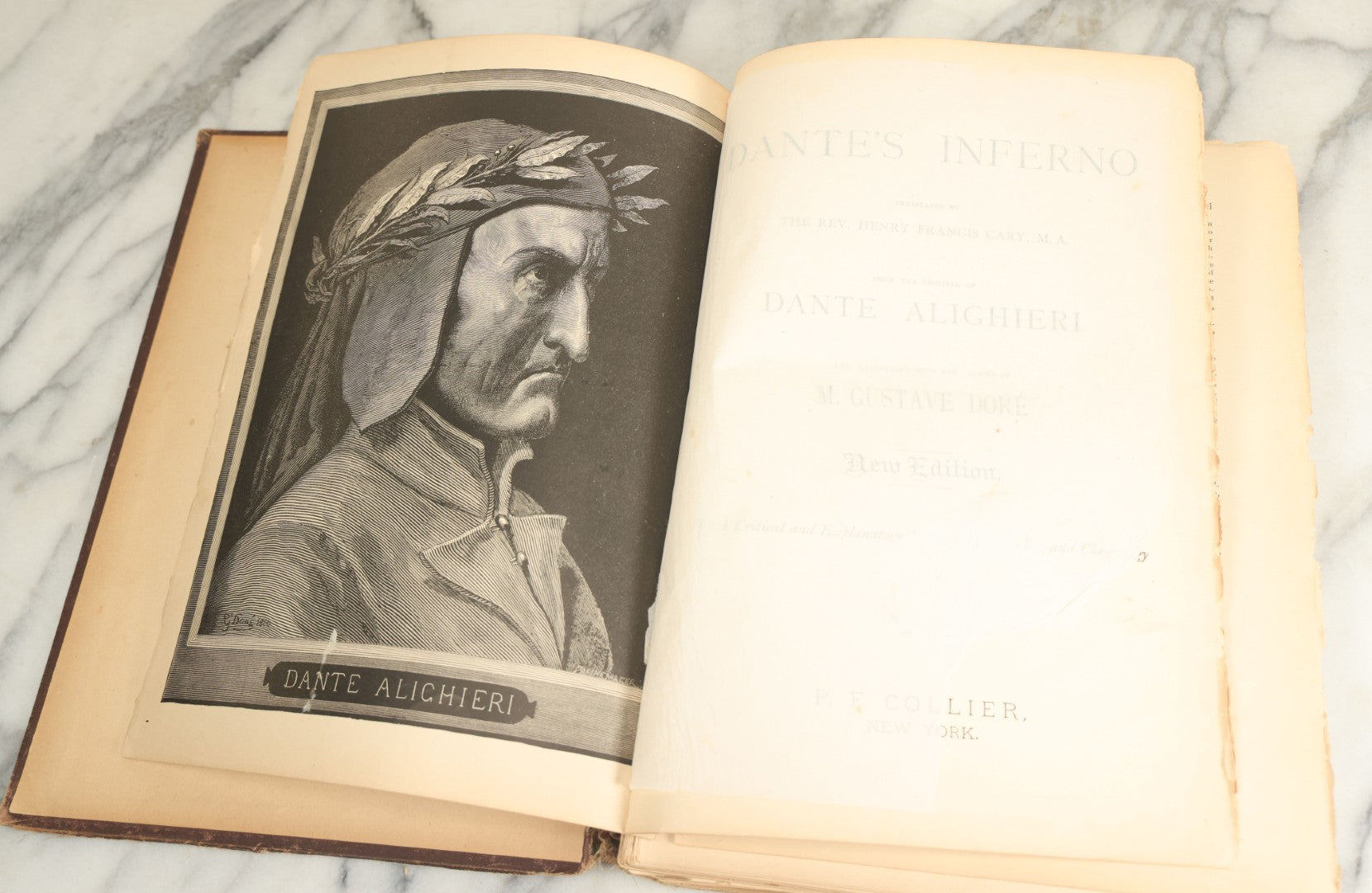Lot 004 - "Dante's Inferno" Antique Book Illustrated By Gustave Dore, Circa 1890, Craft Grade Condition, Poor Pinding, Heavy Wear, Illustrations In Good Condition, Loose Pages, Worn Binding