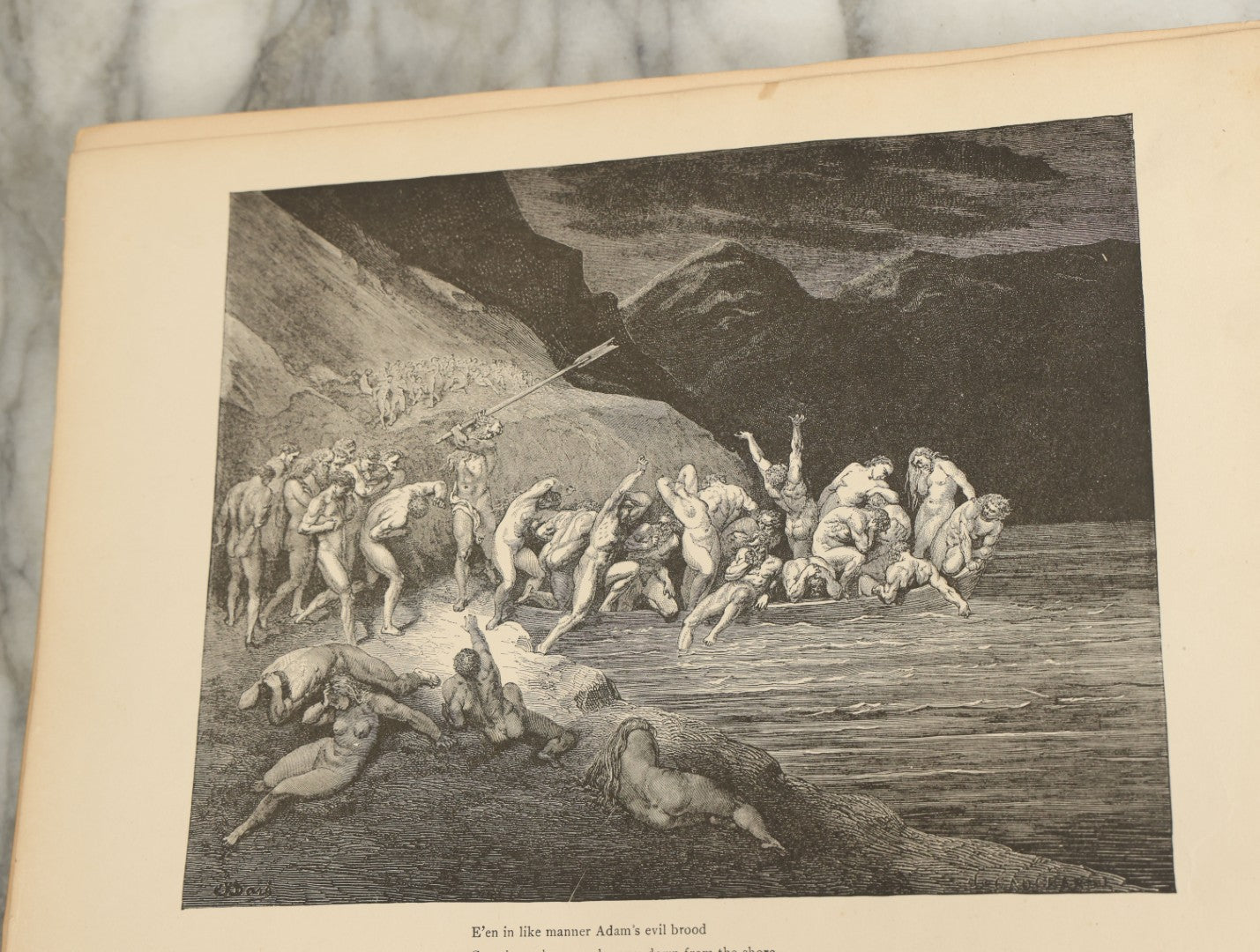 Lot 004 - "Dante's Inferno" Antique Book Illustrated By Gustave Dore, Circa 1890, Craft Grade Condition, Poor Pinding, Heavy Wear, Illustrations In Good Condition, Loose Pages, Worn Binding