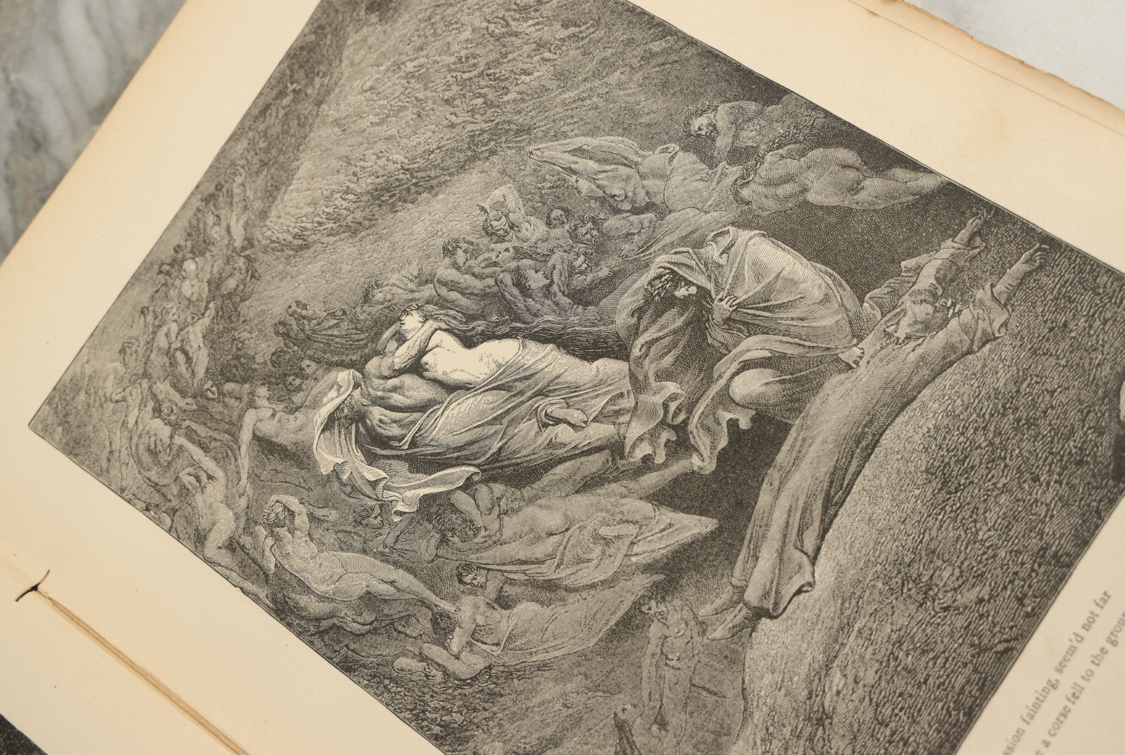 Lot 004 - "Dante's Inferno" Antique Book Illustrated By Gustave Dore, Circa 1890, Craft Grade Condition, Poor Pinding, Heavy Wear, Illustrations In Good Condition, Loose Pages, Worn Binding