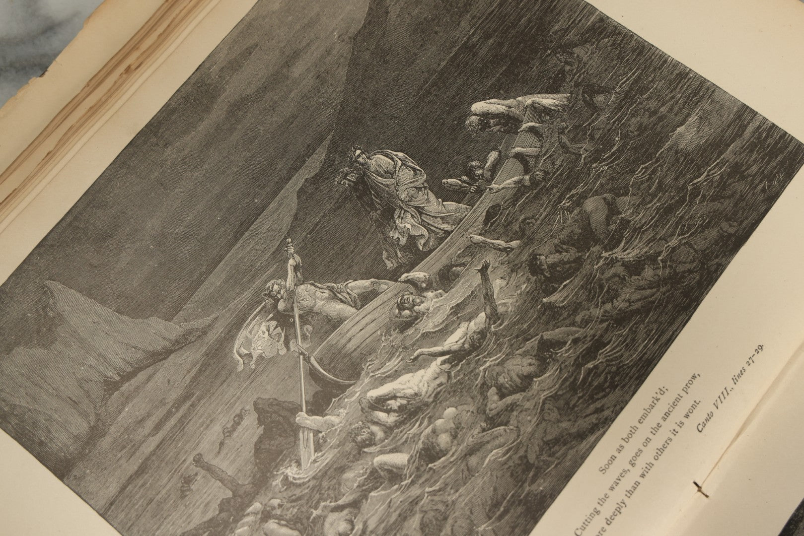 Lot 004 - "Dante's Inferno" Antique Book Illustrated By Gustave Dore, Circa 1890, Craft Grade Condition, Poor Pinding, Heavy Wear, Illustrations In Good Condition, Loose Pages, Worn Binding