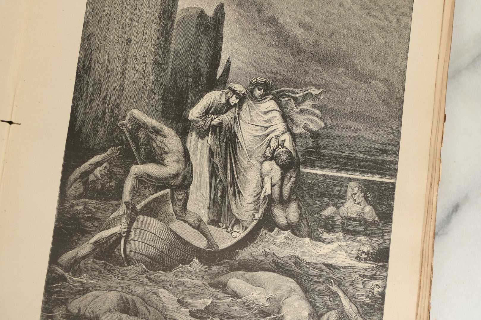 Lot 004 - "Dante's Inferno" Antique Book Illustrated By Gustave Dore, Circa 1890, Craft Grade Condition, Poor Pinding, Heavy Wear, Illustrations In Good Condition, Loose Pages, Worn Binding