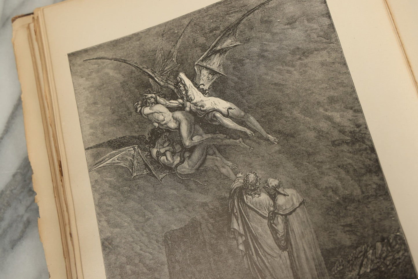 Lot 004 - "Dante's Inferno" Antique Book Illustrated By Gustave Dore, Circa 1890, Craft Grade Condition, Poor Pinding, Heavy Wear, Illustrations In Good Condition, Loose Pages, Worn Binding