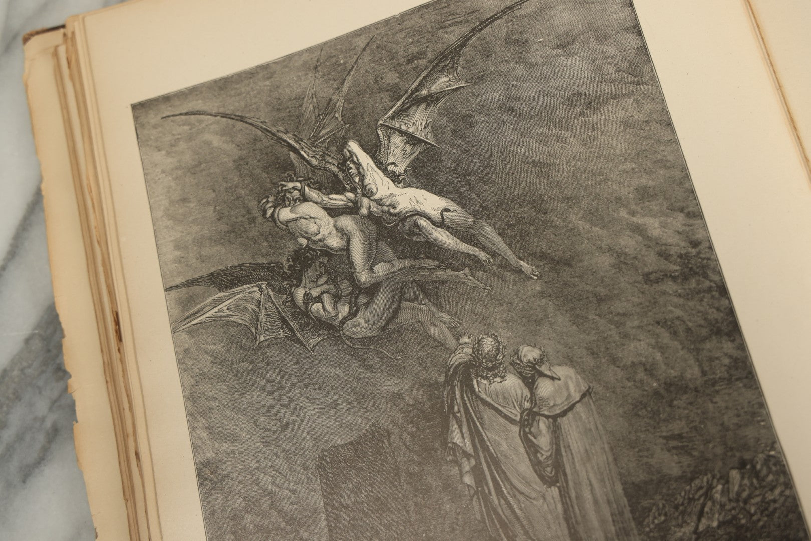 Lot 004 - "Dante's Inferno" Antique Book Illustrated By Gustave Dore, Circa 1890, Craft Grade Condition, Poor Pinding, Heavy Wear, Illustrations In Good Condition, Loose Pages, Worn Binding