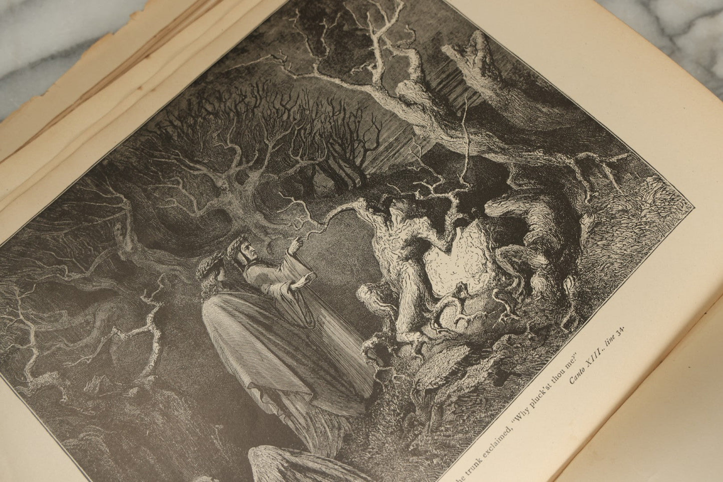 Lot 004 - "Dante's Inferno" Antique Book Illustrated By Gustave Dore, Circa 1890, Craft Grade Condition, Poor Pinding, Heavy Wear, Illustrations In Good Condition, Loose Pages, Worn Binding