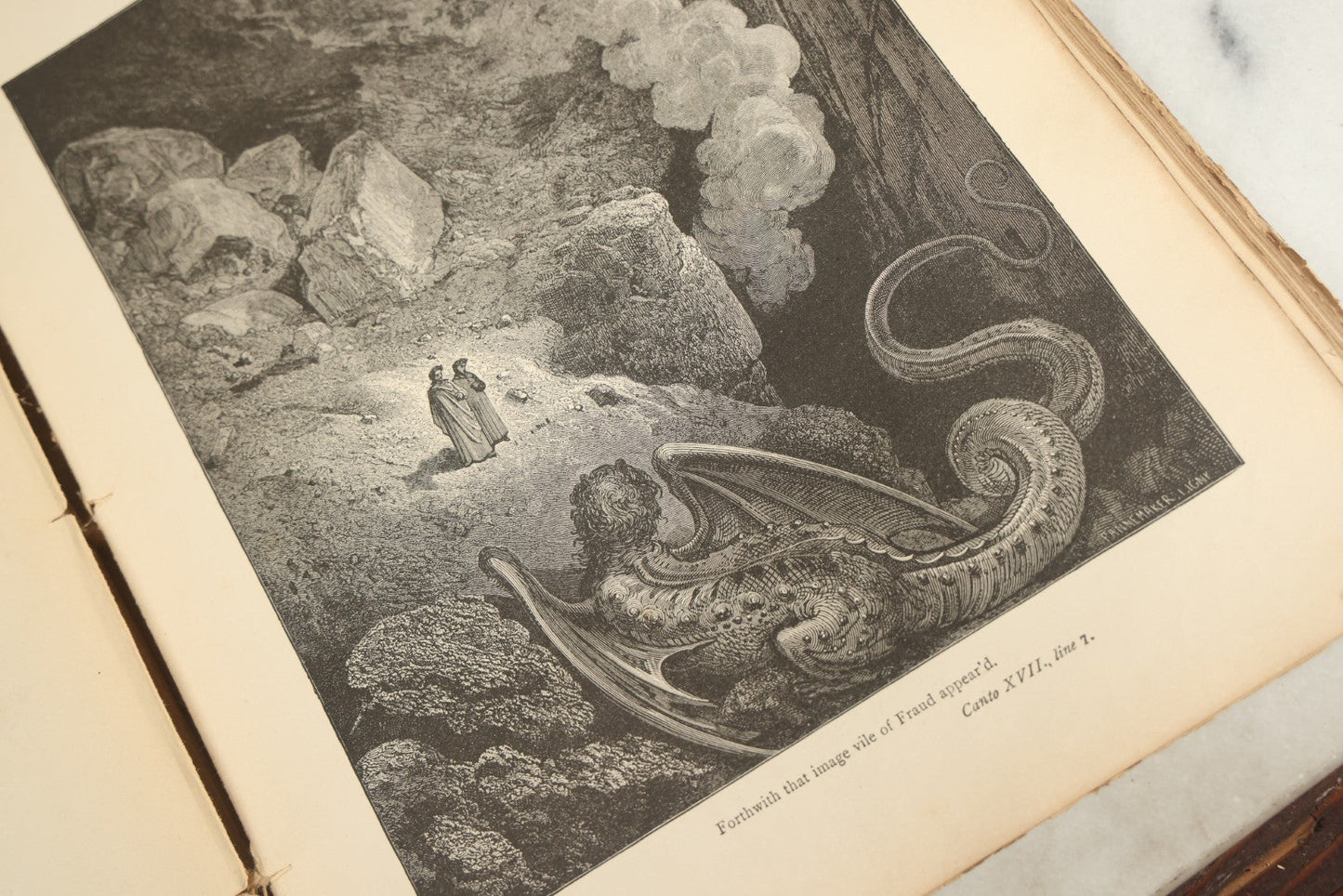 Lot 004 - "Dante's Inferno" Antique Book Illustrated By Gustave Dore, Circa 1890, Craft Grade Condition, Poor Pinding, Heavy Wear, Illustrations In Good Condition, Loose Pages, Worn Binding