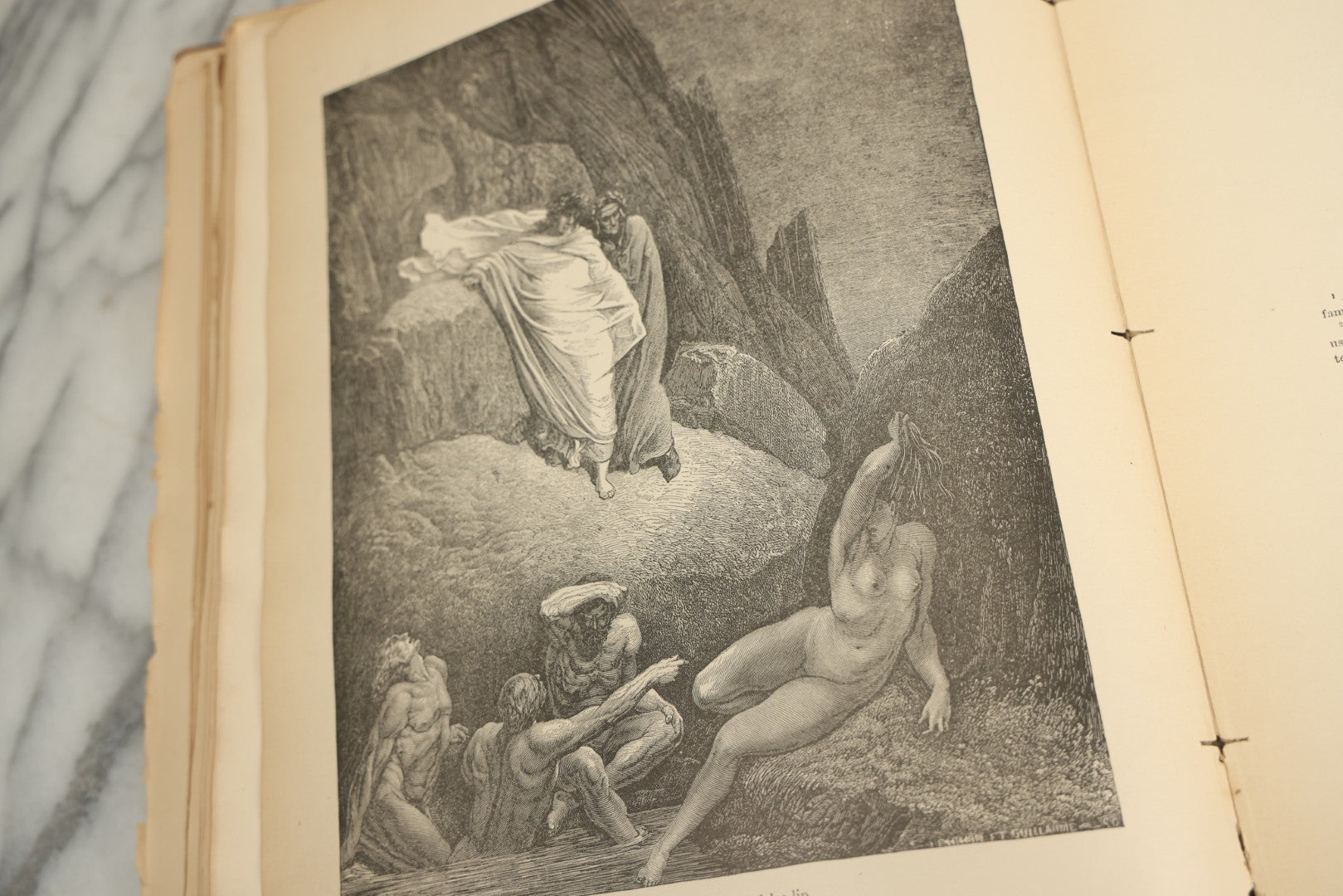 Lot 004 - "Dante's Inferno" Antique Book Illustrated By Gustave Dore, Circa 1890, Craft Grade Condition, Poor Pinding, Heavy Wear, Illustrations In Good Condition, Loose Pages, Worn Binding