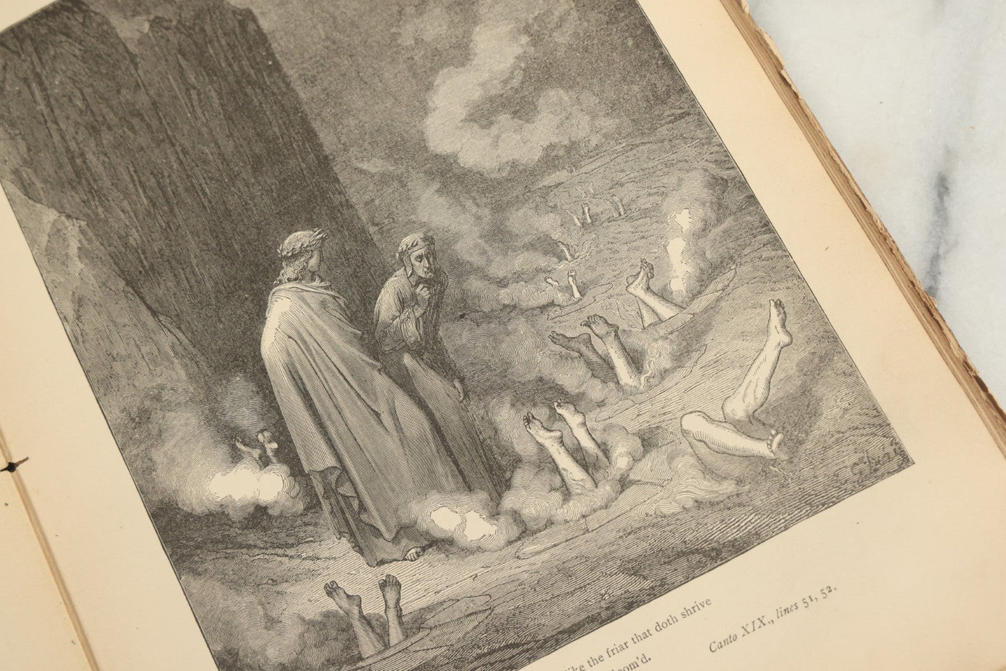 Lot 004 - "Dante's Inferno" Antique Book Illustrated By Gustave Dore, Circa 1890, Craft Grade Condition, Poor Pinding, Heavy Wear, Illustrations In Good Condition, Loose Pages, Worn Binding