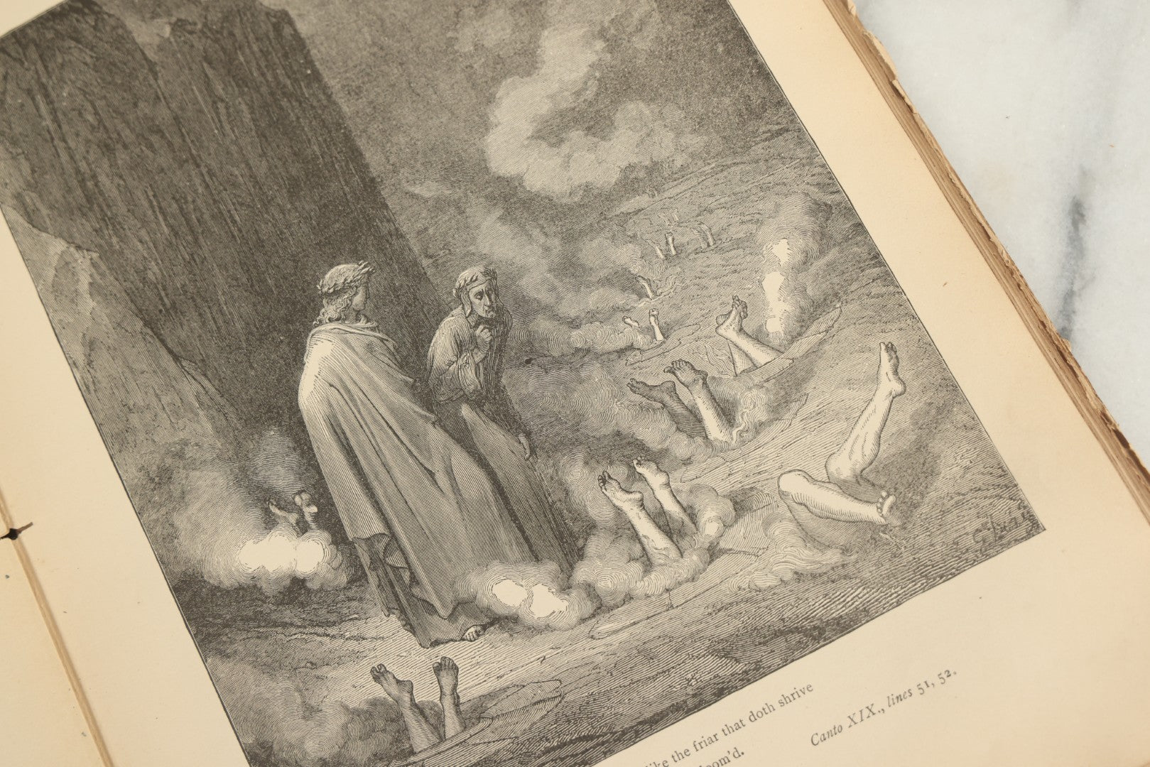 Lot 004 - "Dante's Inferno" Antique Book Illustrated By Gustave Dore, Circa 1890, Craft Grade Condition, Poor Pinding, Heavy Wear, Illustrations In Good Condition, Loose Pages, Worn Binding