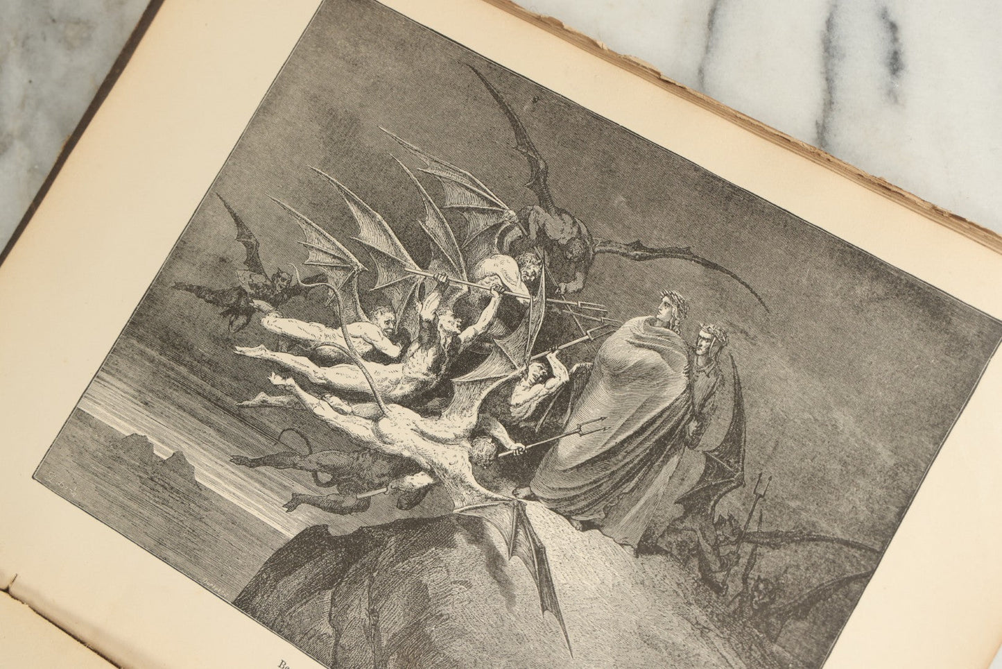 Lot 004 - "Dante's Inferno" Antique Book Illustrated By Gustave Dore, Circa 1890, Craft Grade Condition, Poor Pinding, Heavy Wear, Illustrations In Good Condition, Loose Pages, Worn Binding