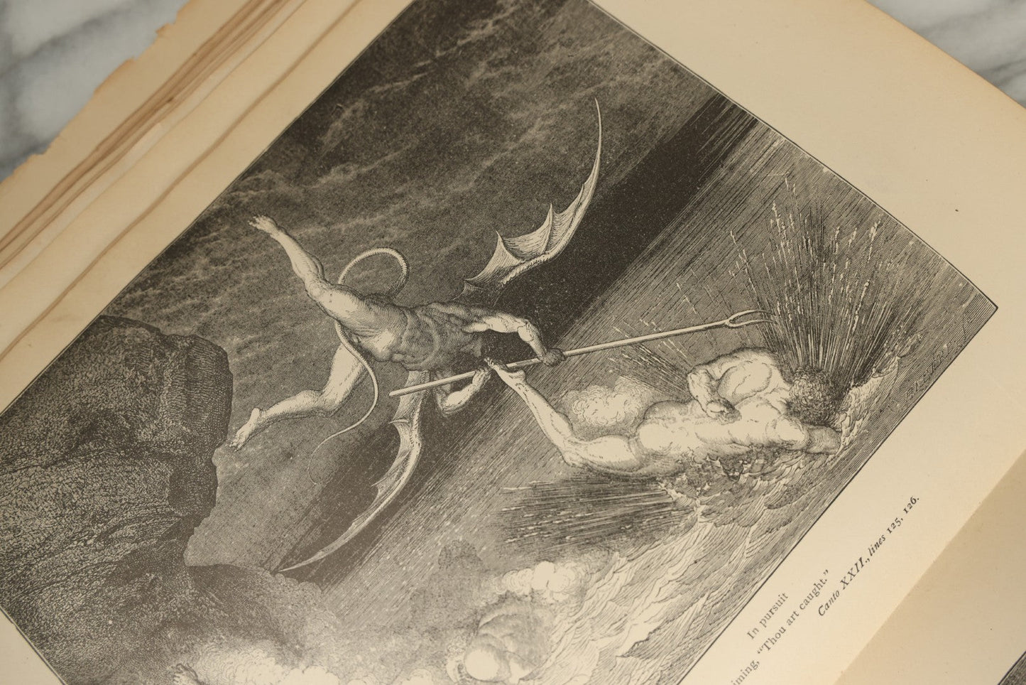 Lot 004 - "Dante's Inferno" Antique Book Illustrated By Gustave Dore, Circa 1890, Craft Grade Condition, Poor Pinding, Heavy Wear, Illustrations In Good Condition, Loose Pages, Worn Binding