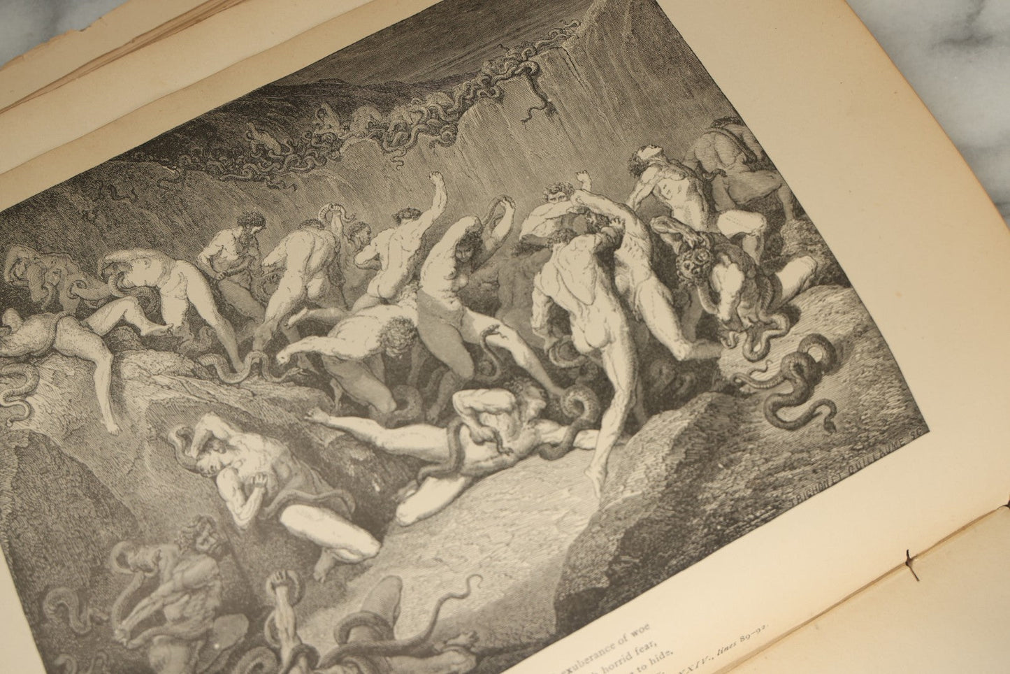 Lot 004 - "Dante's Inferno" Antique Book Illustrated By Gustave Dore, Circa 1890, Craft Grade Condition, Poor Pinding, Heavy Wear, Illustrations In Good Condition, Loose Pages, Worn Binding