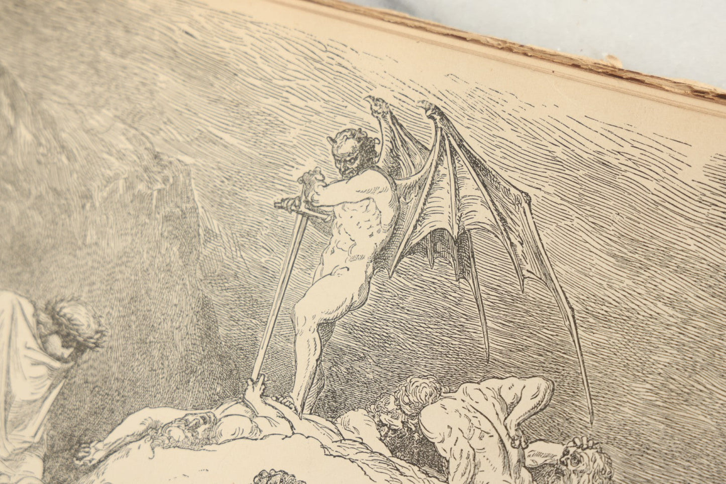 Lot 004 - "Dante's Inferno" Antique Book Illustrated By Gustave Dore, Circa 1890, Craft Grade Condition, Poor Pinding, Heavy Wear, Illustrations In Good Condition, Loose Pages, Worn Binding