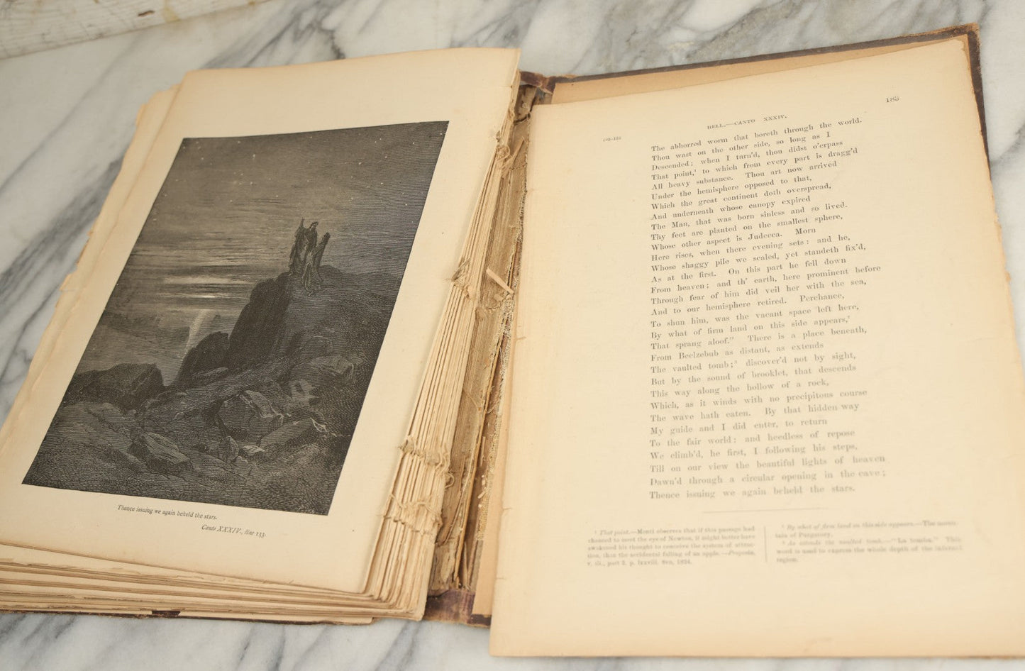 Lot 004 - "Dante's Inferno" Antique Book Illustrated By Gustave Dore, Circa 1890, Craft Grade Condition, Poor Pinding, Heavy Wear, Illustrations In Good Condition, Loose Pages, Worn Binding