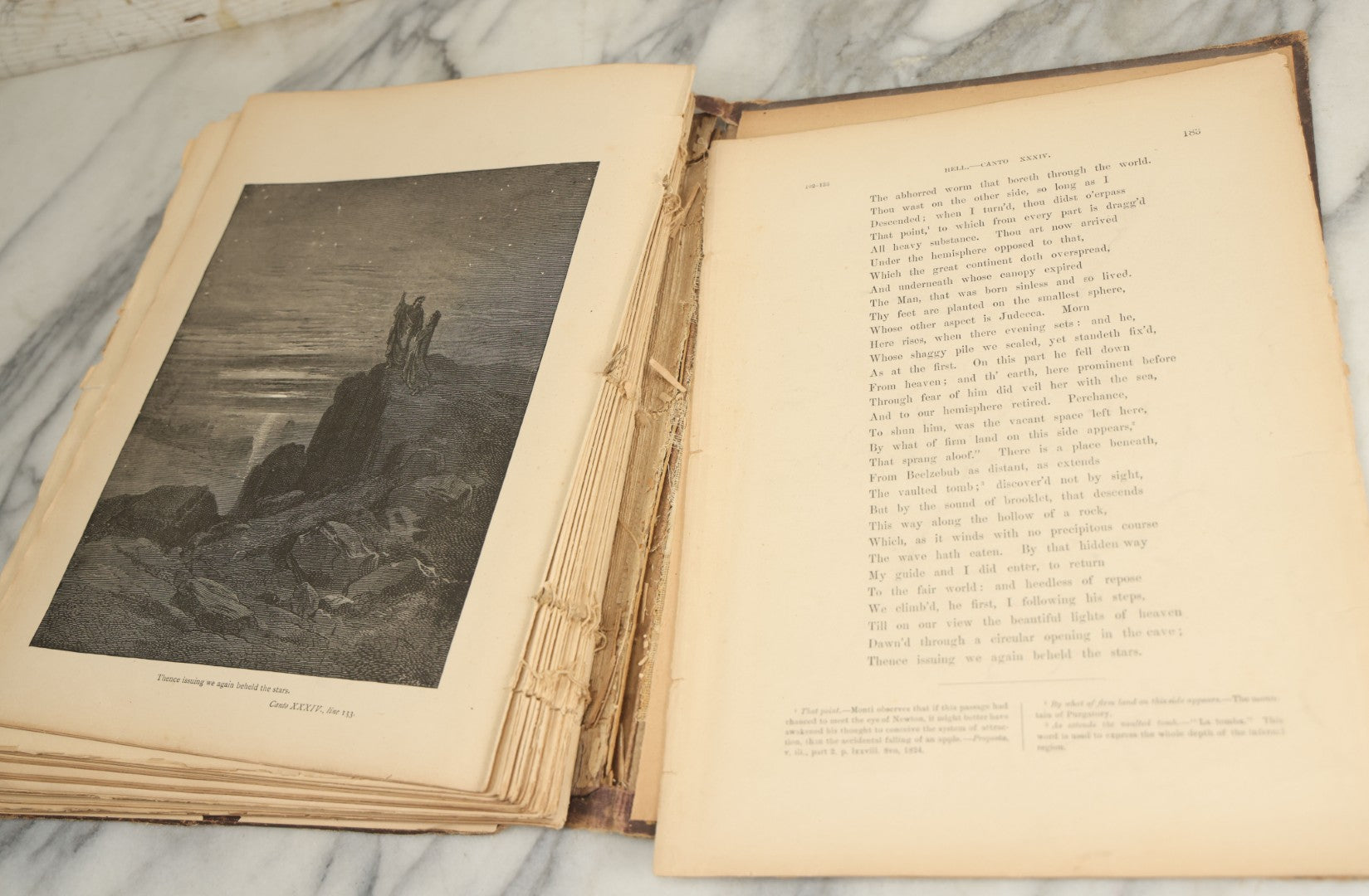 Lot 004 - "Dante's Inferno" Antique Book Illustrated By Gustave Dore, Circa 1890, Craft Grade Condition, Poor Pinding, Heavy Wear, Illustrations In Good Condition, Loose Pages, Worn Binding