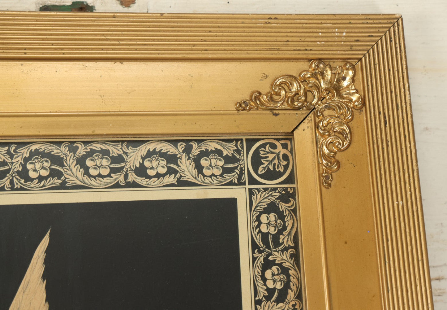 Lot 005 - Antique Mourning Lithograph In Frame With Dove And Hourglass, "Gone By Not Forgotten," Copyright T.W. Campbell, 1892, Updated In Memory Of David H. Jones, Died 1996, 19-3/" x 27-1/4"