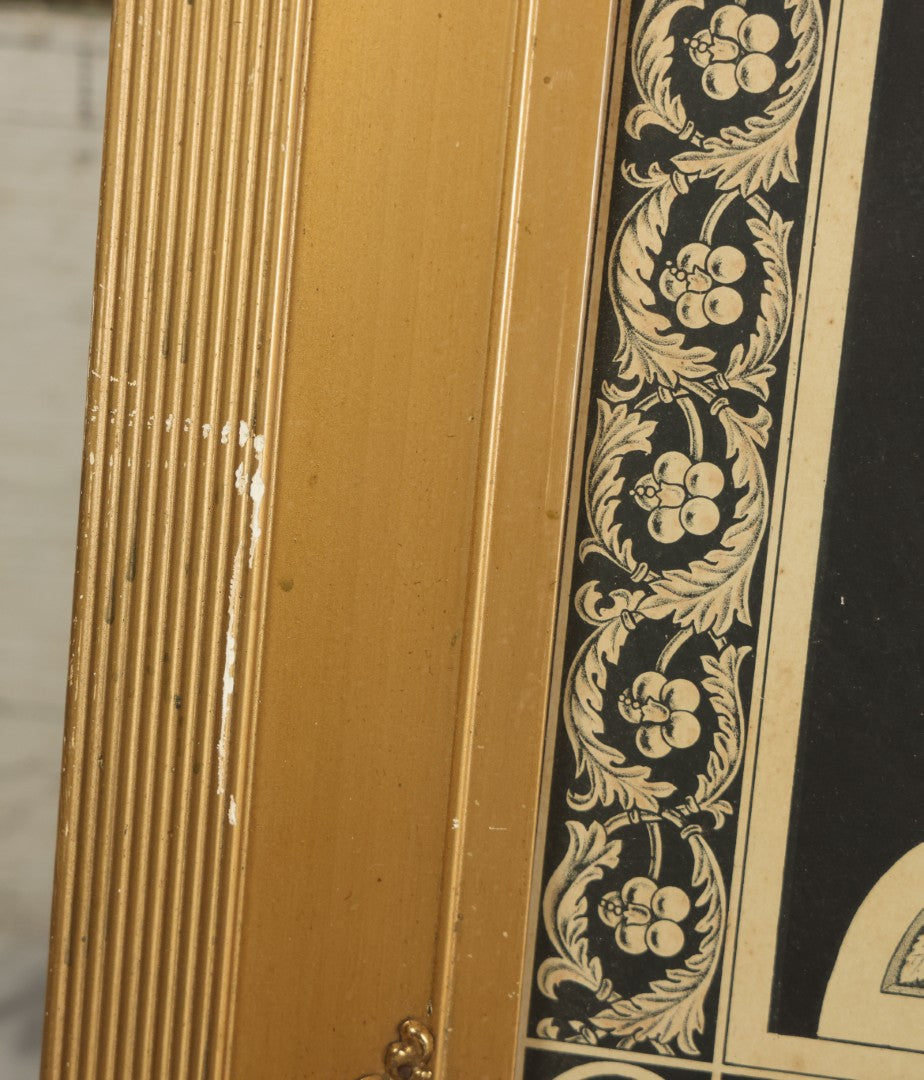 Lot 005 - Antique Mourning Lithograph In Frame With Dove And Hourglass, "Gone By Not Forgotten," Copyright T.W. Campbell, 1892, Updated In Memory Of David H. Jones, Died 1996, 19-3/" x 27-1/4"