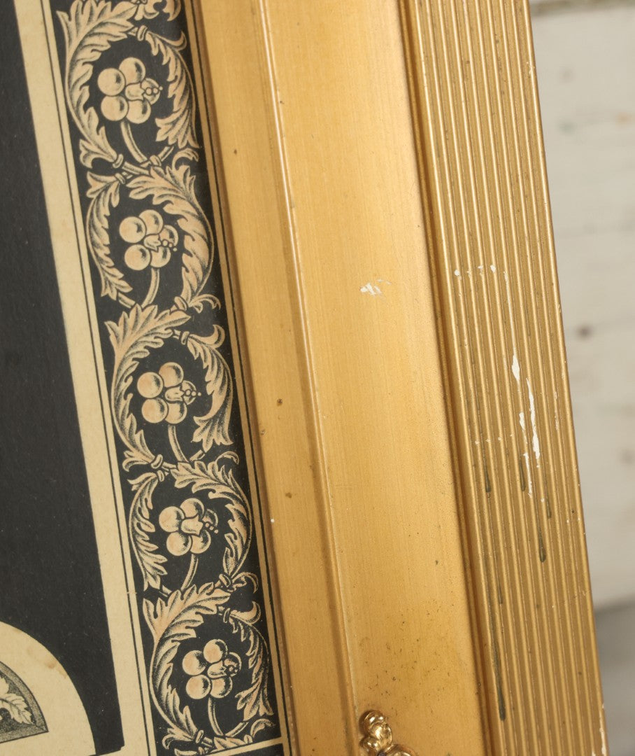 Lot 005 - Antique Mourning Lithograph In Frame With Dove And Hourglass, "Gone By Not Forgotten," Copyright T.W. Campbell, 1892, Updated In Memory Of David H. Jones, Died 1996, 19-3/" x 27-1/4"