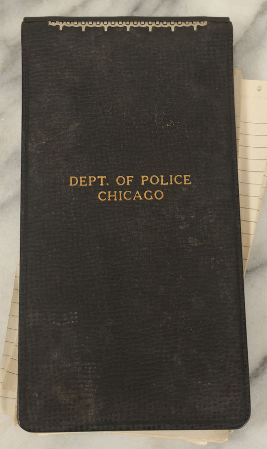 Lot 130 - Vintage Department Of Police Blank Notepad Incident Report Book, Single Entry For Edwin O'Neil, Chicago Police Scientific Crime Detection Laboratory