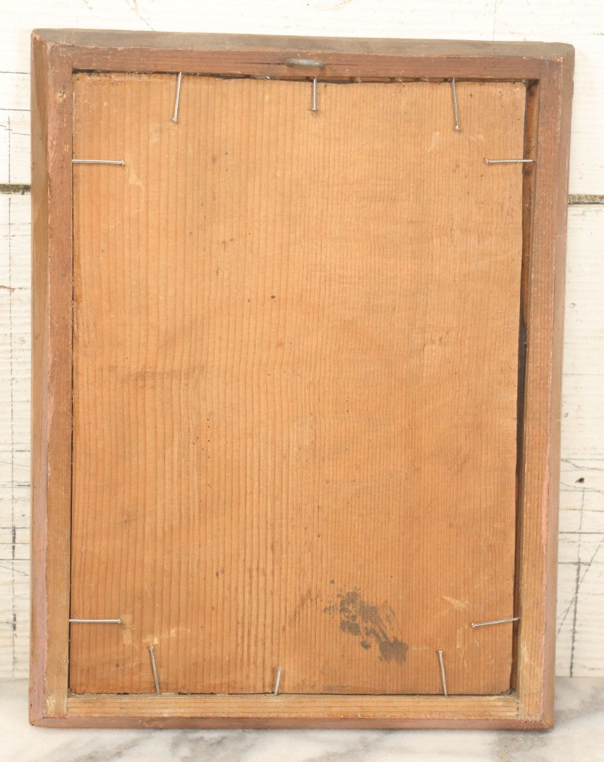 Lot 007 - Pair Of Antique Religious Reverse Paintings Of The Virgin Mary And Jesus Christ, In Frames, Note Crack Lower Right Of Jesus, 8-5/8" x 11-1/4"