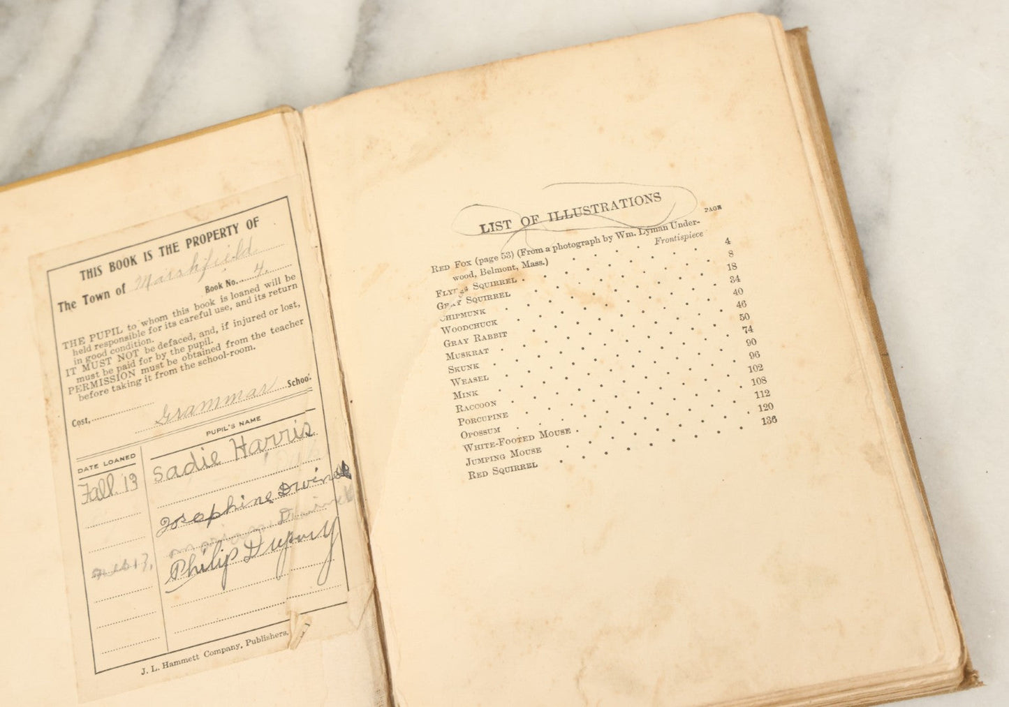 Lot 136 - "Squirrels And Other Fur-Bearers" Antique Book By John Burroughs, School Edition, With Fox On Cover, Note Pages Missing, Loose, Houghton Mifflin Co., Boston