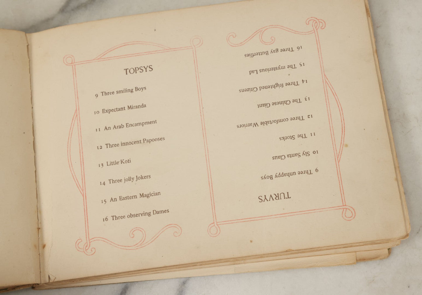 Lot 137 - "Topsys & Turvys" Antique Novelty Illustrated Children's Book, Copyright 1893, By The Century Co., Note Poor Condition, Loose Pages, Binding Shot