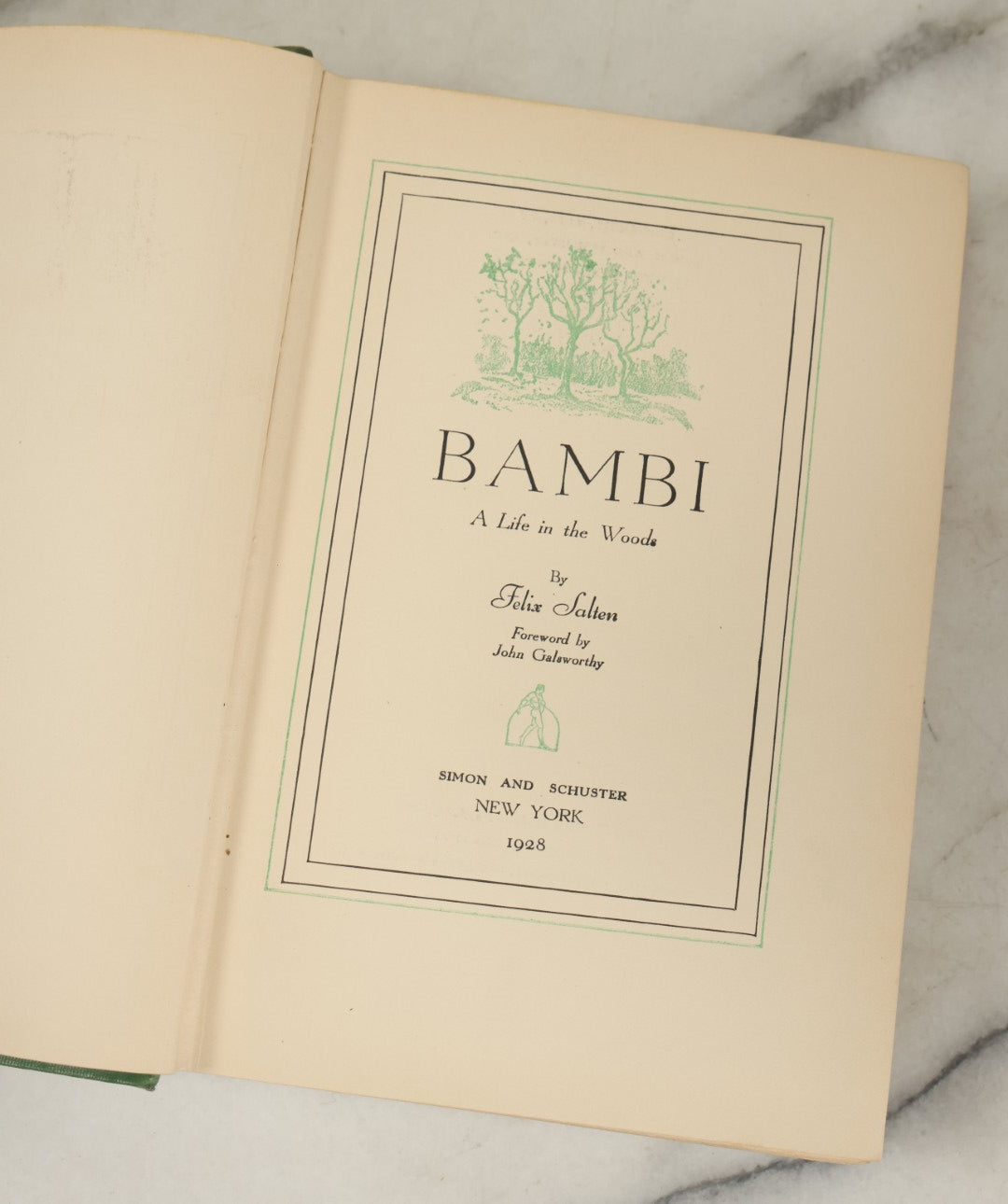 Lot 138 - "Bambi: A Life In The Woods" Vintage Book By Felix Salten, Simon And Schuster Publishers, New York, 1928, Illustrated By Kurt Wiese