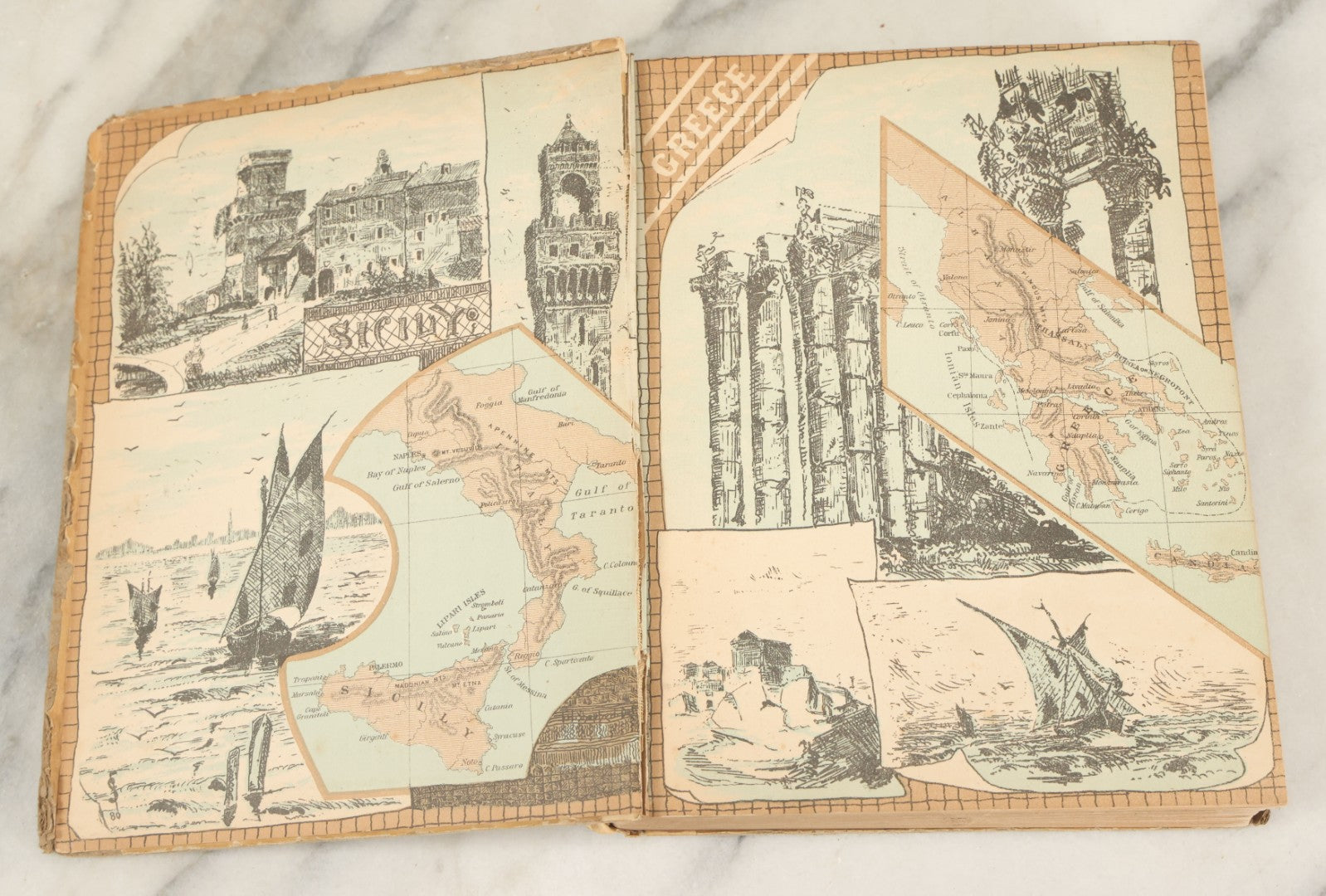 Lot 140 - "Zig Zag Journeys In Classic Lands" Antique Book By Estes & Lauriat, Boston, Featuring Italy, Greece, Sicily, Southern France, Note Poor Condition, Craft Grade, Illustrated