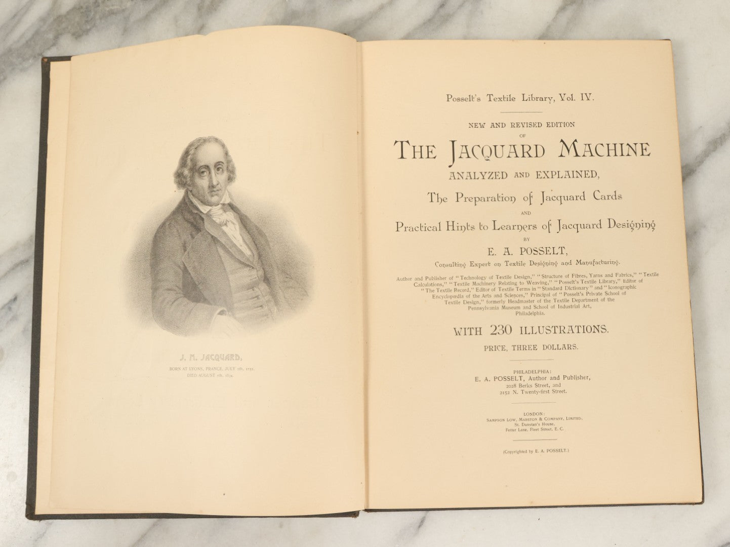 Lot 142 - "The Jacquard Machine Analyzed And Explained" Antique Textile Machinery Book By E.A. Posselt, Illustrated, Crompton & Knowles Loom Works, Worcester, Massachusetts