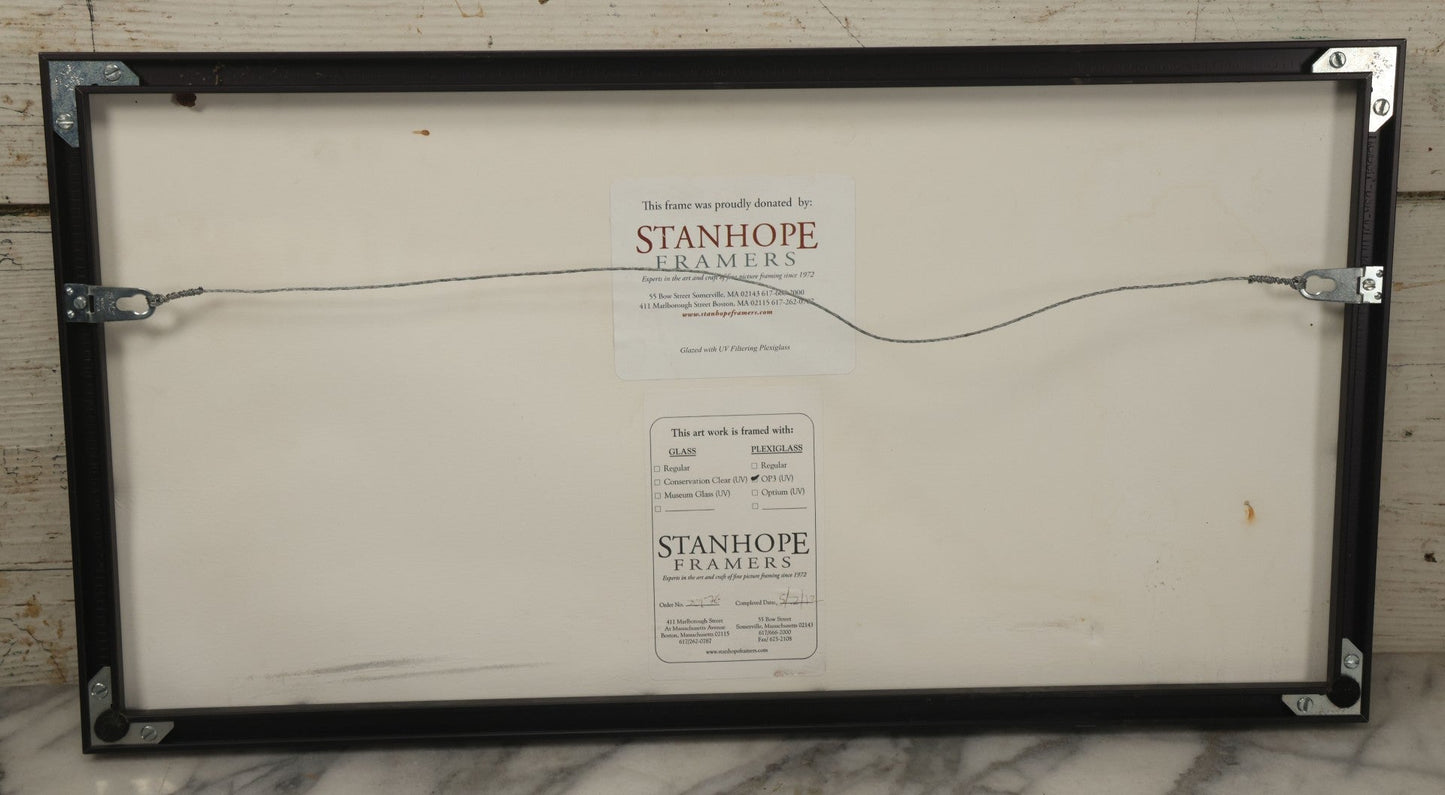 Lot 144 - Vintage Modern Pop Art Collage With Man Operating Heavy Machinery, Red And Green Zig Zag Designs, 21-1/4" x 11-1/4"