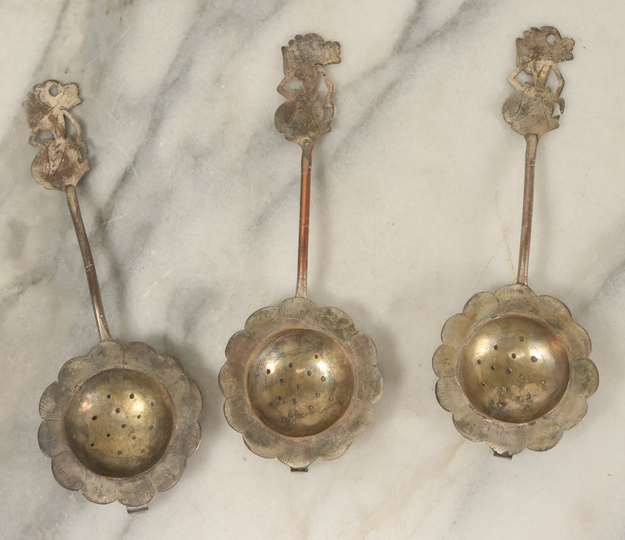 Lot 146 - Grouping Of Three Vintage Sea Strainers, Balinese, Unmarked