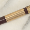 Lot 147 - Vintage Small Size Pocket Pen With Lid, Gold Toned Engraved Band With Floral Design, E.J. Monogram, Note Cracked Plastic At Tip