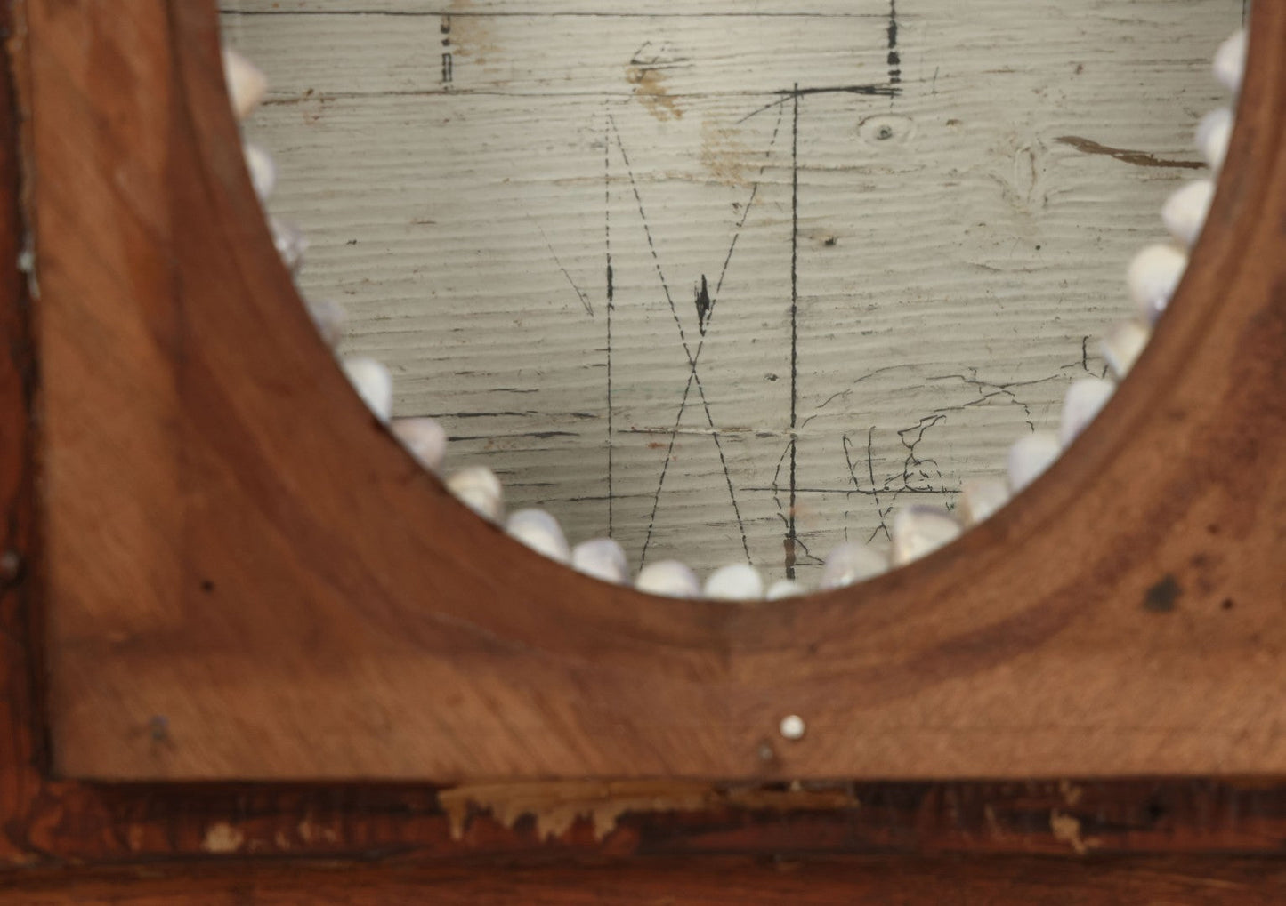 Lot 008 - Antique Victorian Eastlake Double Frame With Decorative Real Shell Surround, Shell Flowers, Sailors Valentine, 17" x 18-7/8"