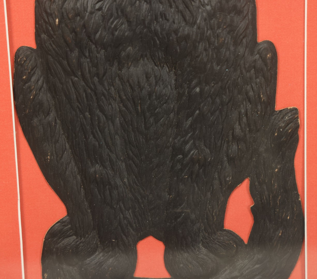 Lot 012 - Antique Singing Black Cat Embossed Cardboard Paper Halloween Decoration, Made In Germany, In Custom Frame, 12-1/4" x 20-1/2"