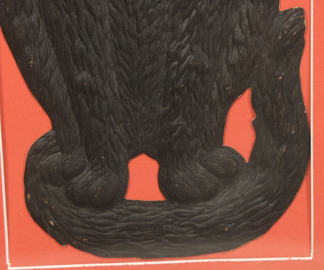 Lot 012 - Antique Singing Black Cat Embossed Cardboard Paper Halloween Decoration, Made In Germany, In Custom Frame, 12-1/4" x 20-1/2"