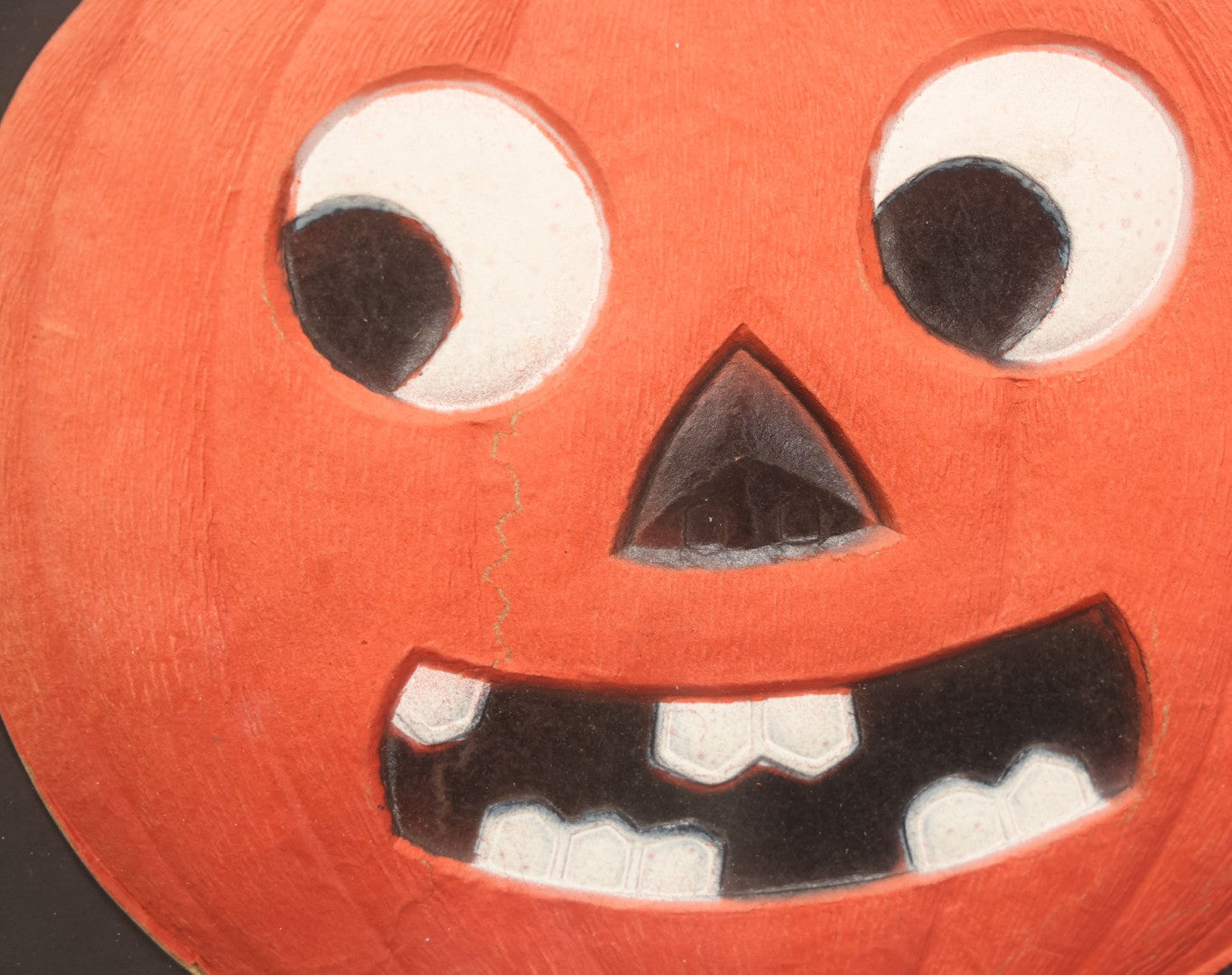 Lot 013 - Antique Halloween Pumpkin Jack-O-Lantern J.O.L. (#1) Embossed Cardboard Paper Halloween Decoration, Made In Germany, In Custom Frame, 15-1/4" x 13-1/4"