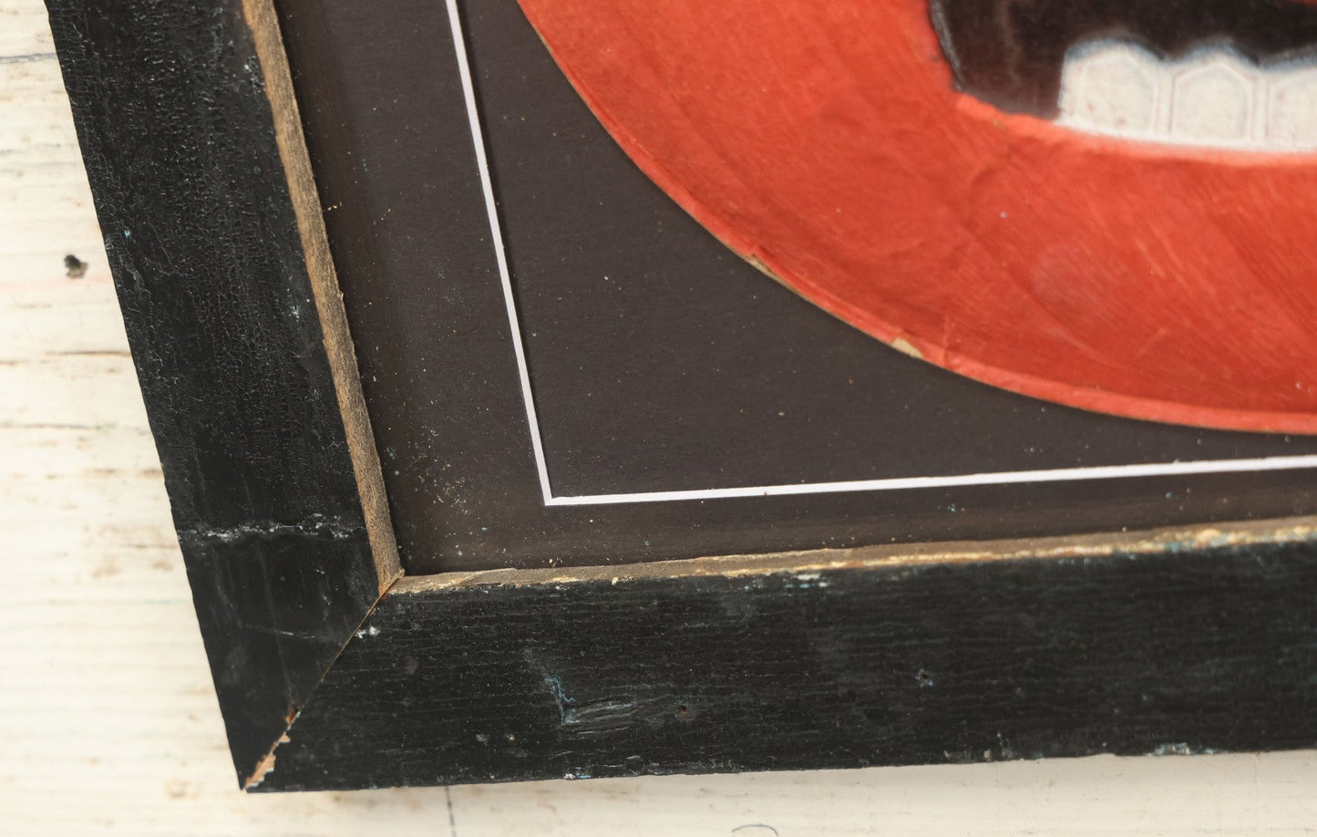 Lot 013 - Antique Halloween Pumpkin Jack-O-Lantern J.O.L. (#1) Embossed Cardboard Paper Halloween Decoration, Made In Germany, In Custom Frame, 15-1/4" x 13-1/4"