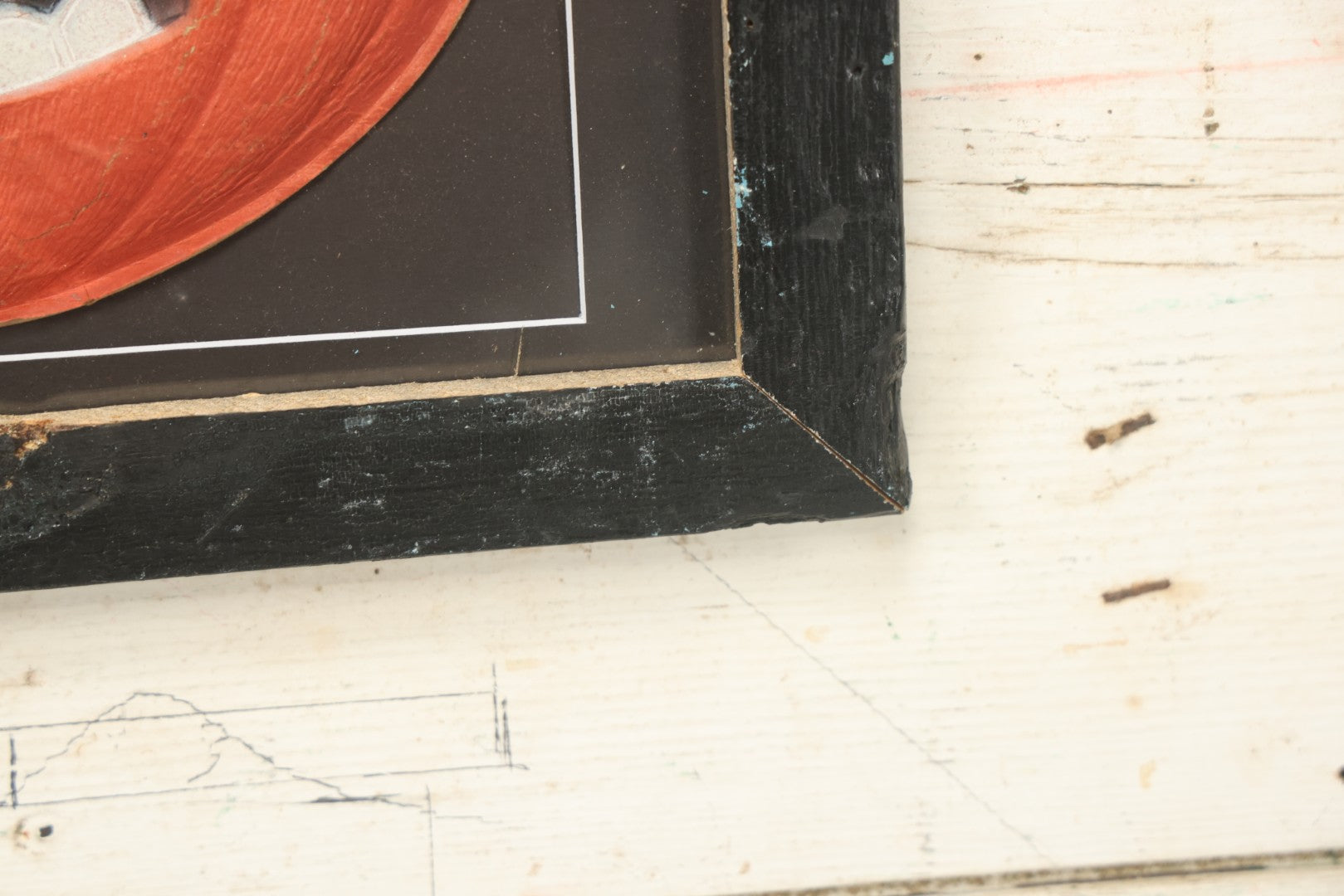 Lot 014 - Antique Halloween Pumpkin Jack-O-Lantern J.O.L. (#2) Embossed Cardboard Paper Halloween Decoration, Made In Germany, In Custom Frame, 15-1/4" x 13-1/4"