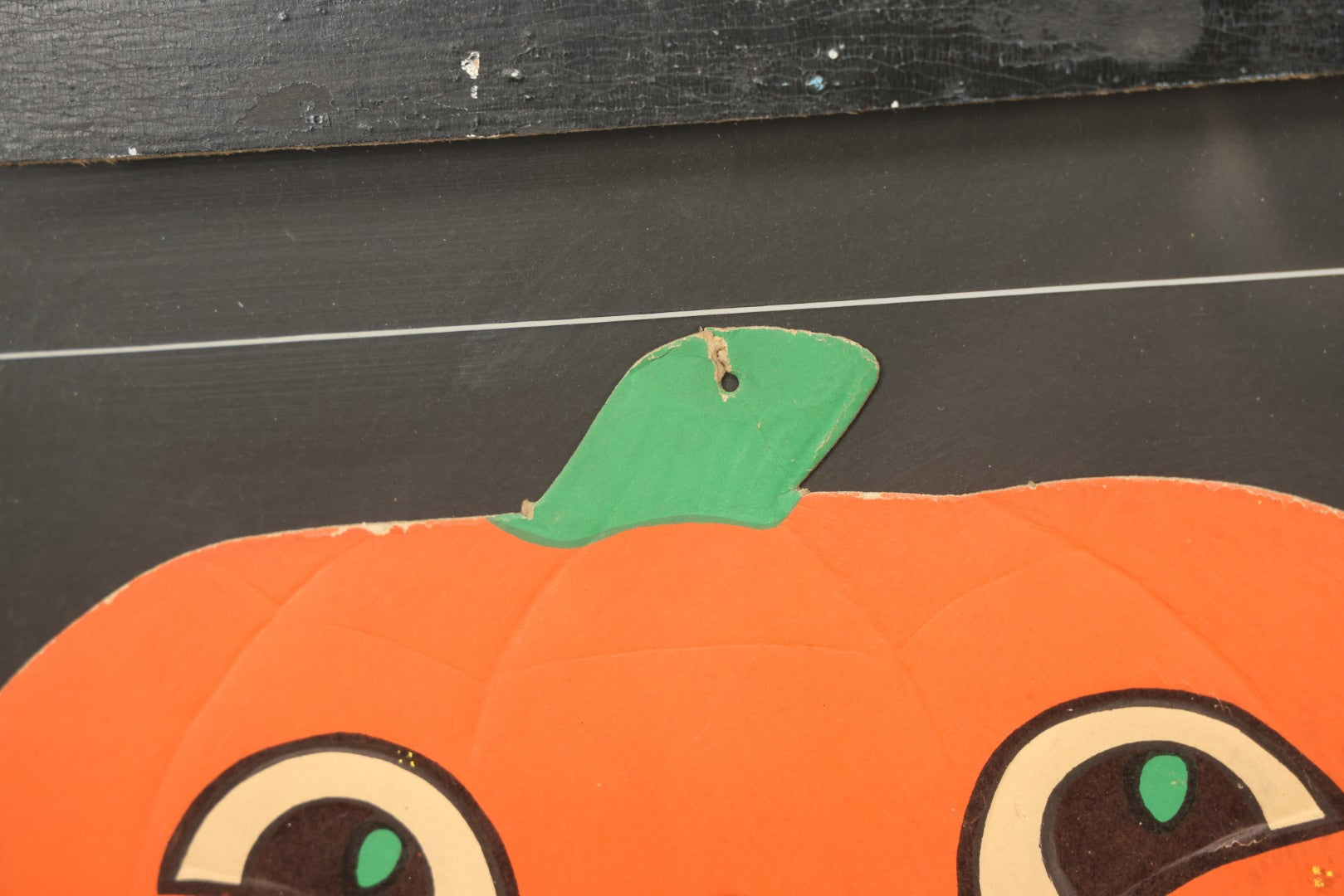 Lot 015 - Antique Halloween Pumpkin Jack-O-Lantern J.O.L. By H.E. Luhrs Embossed Cardboard Paper Halloween Decoration, Made In U.S.A., In Custom Frame, 17-1/4" x 14-3/8"