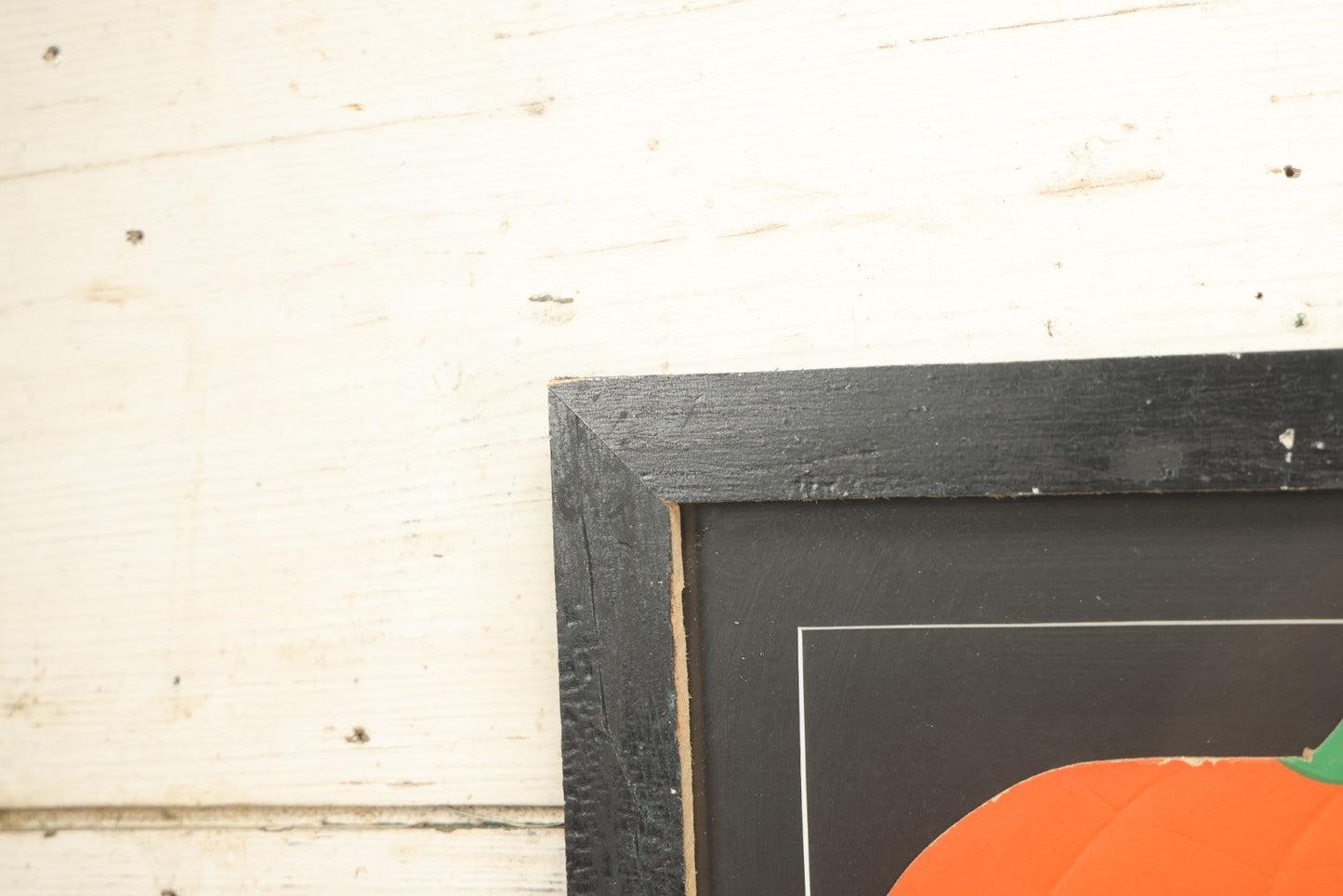 Lot 015 - Antique Halloween Pumpkin Jack-O-Lantern J.O.L. By H.E. Luhrs Embossed Cardboard Paper Halloween Decoration, Made In U.S.A., In Custom Frame, 17-1/4" x 14-3/8"