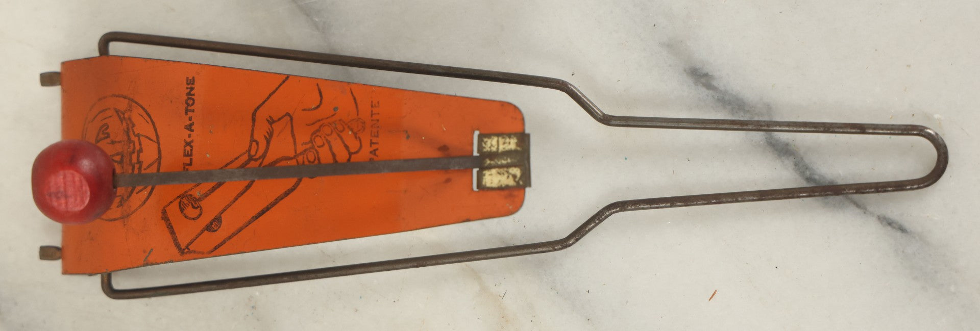 Lot 016 - Vintage Flex-A-Tone Tin Halloween Noise Maker With Pumpkin Jack-O-Lantern J.O.L., Marked Patente