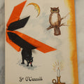 Lot 017 - Antique Hand Painted Halloween Dinner Menu From The S.O.M. Club, October 27, 1915, With Black Cat, Owl, For Father O'Connell